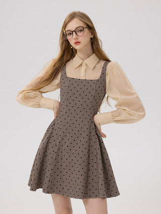 Check Dot Mini Dress