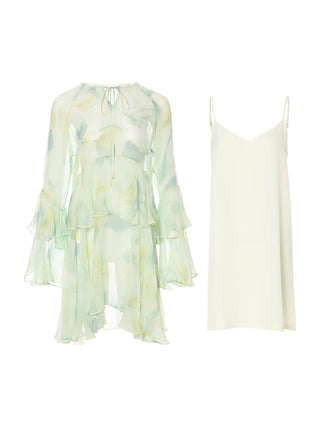 Chiffon Breeze Sheer Mini Dress Set with ethereal layered fabric