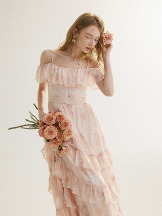 Clay Tiered Off-Shoulder Maxi Dress