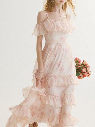 Clay Tiered Off-Shoulder Maxi Dress