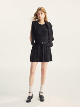 Confetti knit belted two-piece set for chic spring fashion