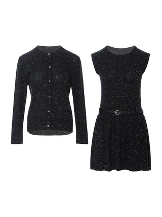 Confetti knit belted two-piece set for chic spring fashion
