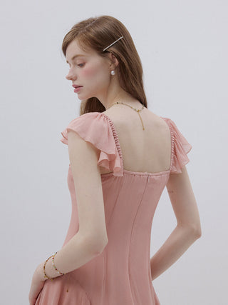 Coral Pink Ruffle Mini Dress