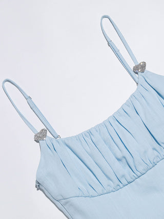 Cotton Candy Strap Mini Dress Sky Blue