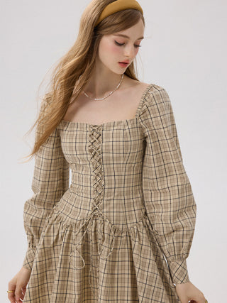 Country Lace-Up Mini Dress