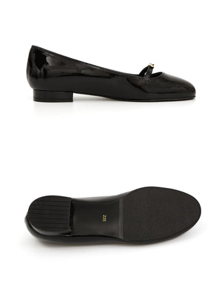 Cow Leather Enamel Flat Shoes
