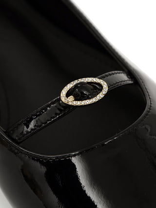 Cow Leather Enamel Flat Shoes