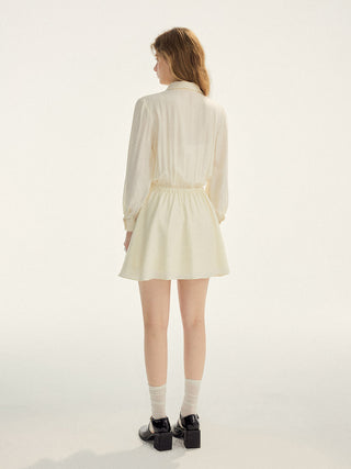 Cream Ruffle Mini Dress