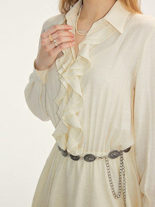 Cream Ruffle Mini Dress