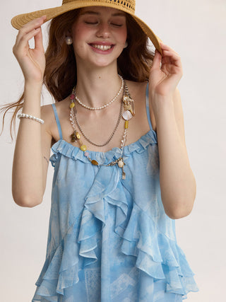 Dear Blue Ruffle Mini Dress
