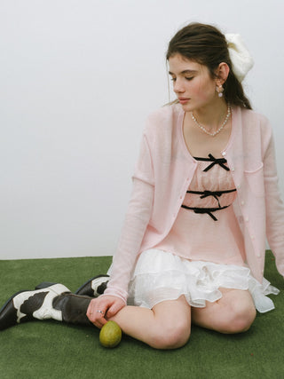 Dear Pocket Wool Cardigan Pink