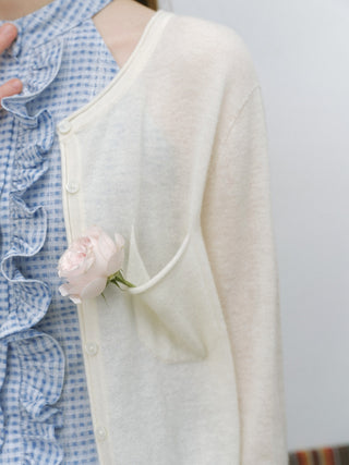 Dear Pocket Wool Cardigan White