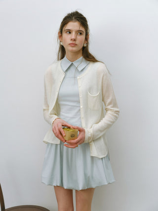 Dear Pocket Wool Cardigan White