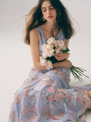 Delphinium Ruffle Maxi Dress