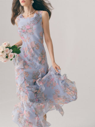 Delphinium Ruffle Maxi Dress