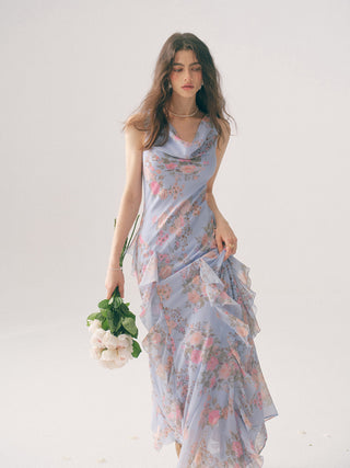 Delphinium Ruffle Maxi Dress