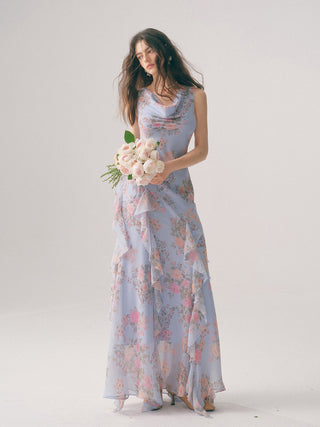 Delphinium Ruffle Maxi Dress