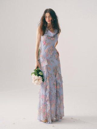 Delphinium Ruffle Maxi Dress