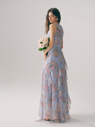 Delphinium Ruffle Maxi Dress