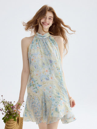Drawing Halterneck Mini Dress