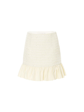 Ecru Tweed Mini Skirt