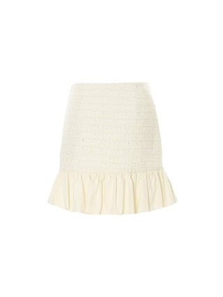 Ecru Tweed Mini Skirt