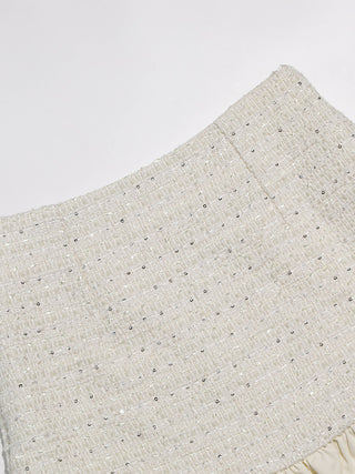 Ecru Tweed Mini Skirt