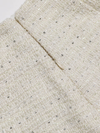 Ecru Tweed Mini Skirt