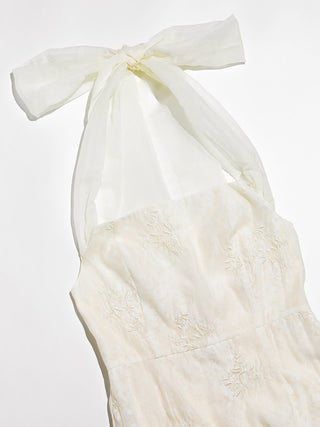Elegant Back Ribbon Long Dress