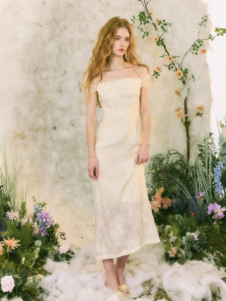 Elegant Back Ribbon Long Dress
