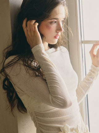 Elienne Beaded Shirring Top
