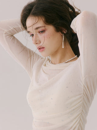 Elienne Beaded Shirring Top
