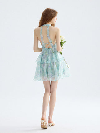 Emerald Ruffle Mini Dress