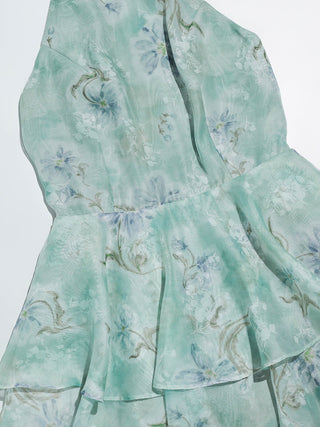 Emerald Ruffle Mini Dress