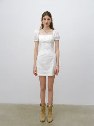 Eyelet Square neck Mini Dress