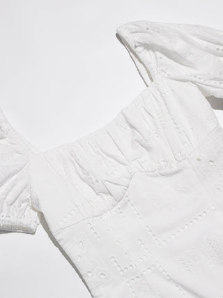 Eyelet Square neck Mini Dress