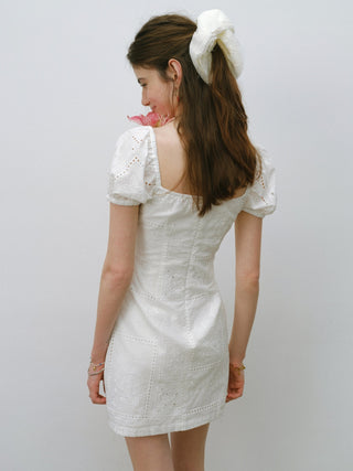 Eyelet Square neck Mini Dress