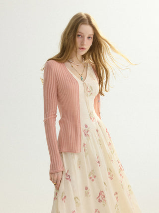 Fine Rib Knit Cardigan