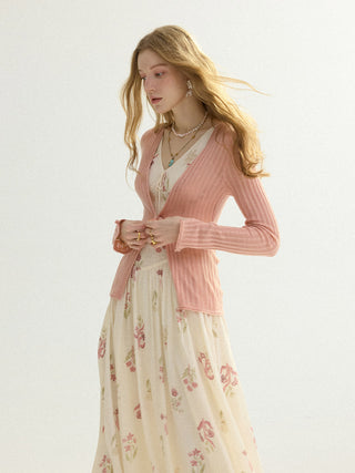 Fine Rib Knit Cardigan