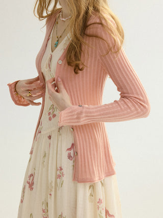 Fine Rib Knit Cardigan