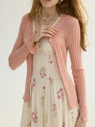 Fine Rib Knit Cardigan