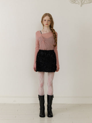 Flower Frill Mini Skirt – rosette-detail mini with hidden back zip and full polyester lining