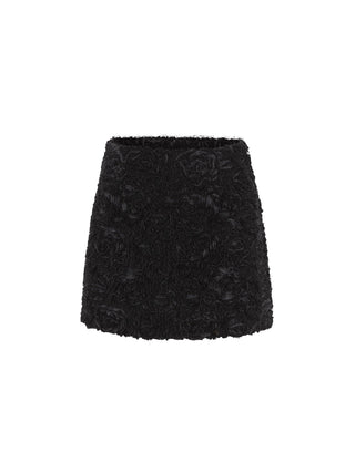 Flower Frill Mini Skirt – rosette-detail mini with hidden back zip and full polyester lining