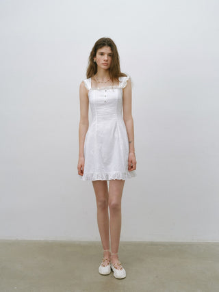 French Embroidery Mini Dress