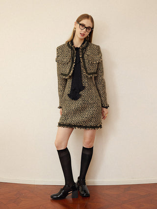 Fringe Tweed Mini Dress