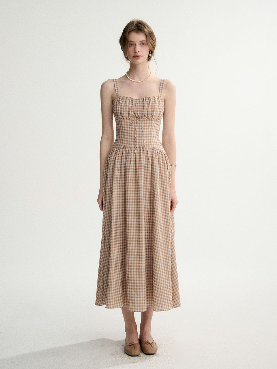 beige gingham maxi dress Clementine Maxi Dress- Tan Gingham Dynasty George