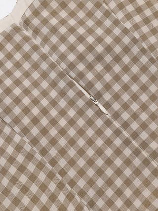 Gingham Check Strap Long Dress Beige