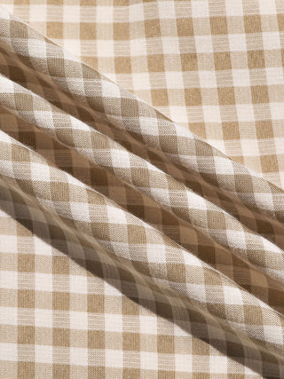 Gingham Check Strap Long Dress Beige