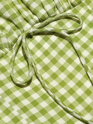 Gingham Check Strap Long Dress Green
