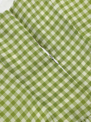 Gingham Check Strap Long Dress Green